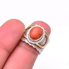 Sponge Coral - Italy 925 Sterling Silver Designer Handmade Oxidised Ring S.5.5 R