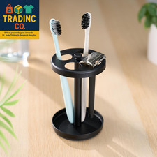 Black Stainless Toothbrush Holder Stand: Rustproof Bathroom Countertop Organizer