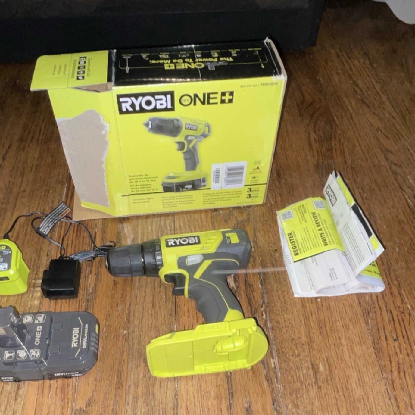 Ryobi ONE+ 18V Cordless Drill/Driver Set Lithium-Ion Battery