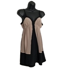 Silence + Noise Urban Outfitters Babydoll Dress L Black Tan Empire Waist Y2K