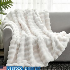 Faux Fur Throw Blanket Bubble Shape Ultra Soft Cozy Warm 630GSM Microfleece New