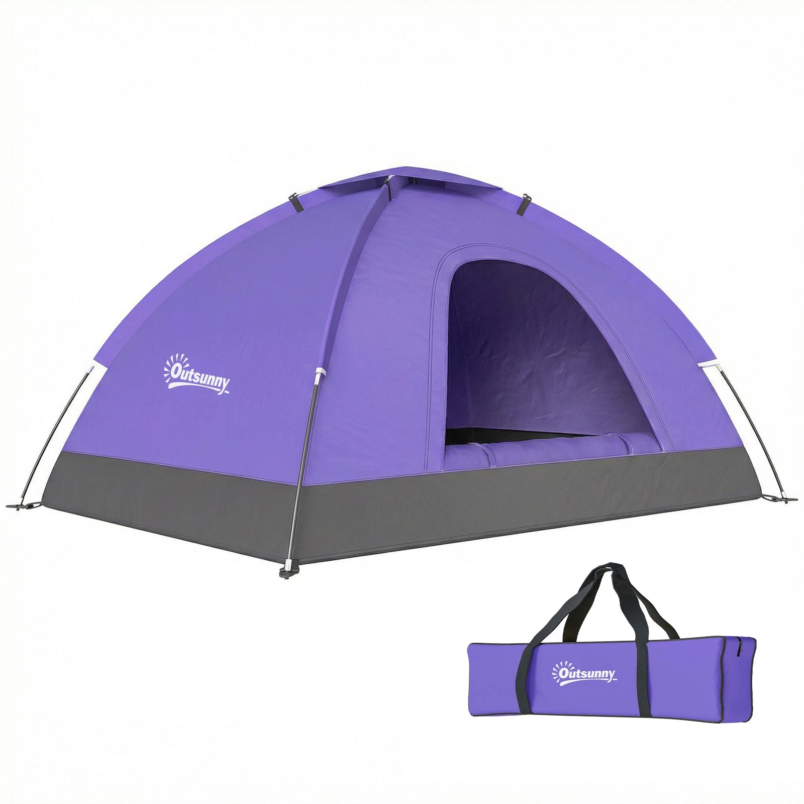 Outsunny 2 Person Camping Tent, Dome Tent w/ Storage Pocket Purple Refurbished