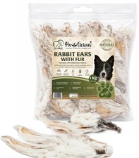 1kg Rabbit Ears with Fur/Hair for Dogs 100% Natural  Pet Treats Furry Ears Chew