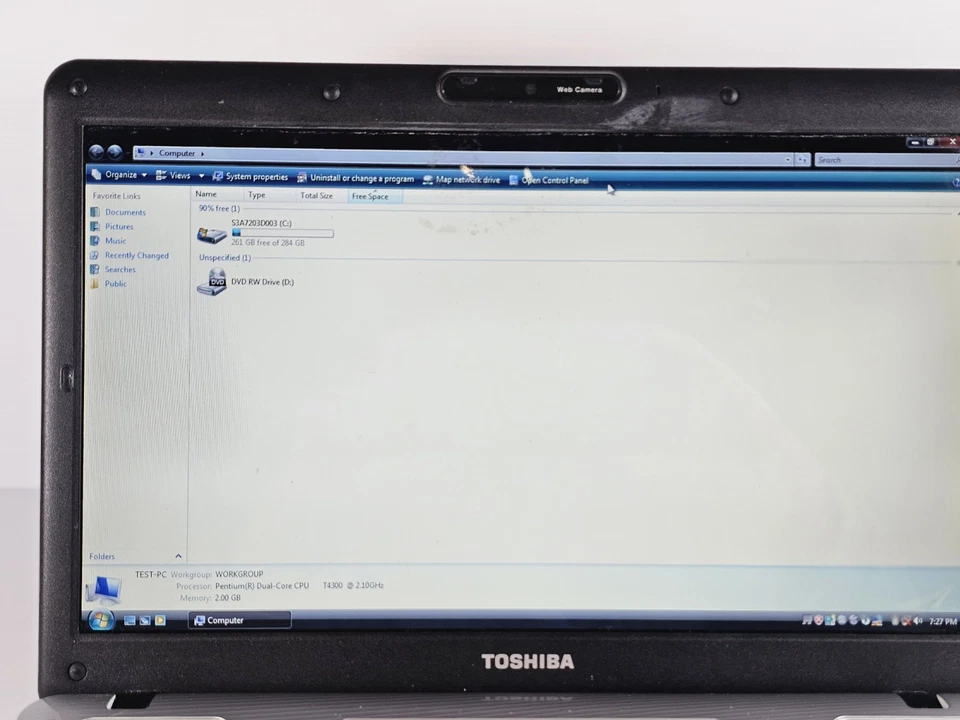 Toshiba L510 Satellite Laptop 280GB Duel-Core Pentium 2.1Ghz 2GB RAM Working - image 3 of 4
