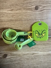 Grinch Measuring Cups, Spoons and Bowl scraper. New Kitchen