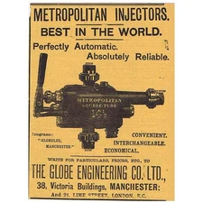 GLOBE ENGINEERING CO Manchester Antique Engineering Advert 1897