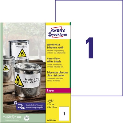 AVERY Zweckform wetterfeste Etiketten, 210 x 297 mm 1 bis 12 Stk Spare bis 3%