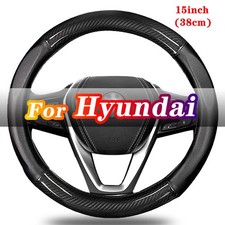 Car Steering Wheel Cover Carbon Fiber & Leather For Hyundai Elantra Sonata Kona