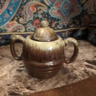 vintage ceramic sugar bowl with a drip glaze design. — photo 1
