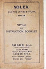 SOLEX   CARBURETTOR  TYPE M MH MV TURNING FITTING GENUINE MANUAL