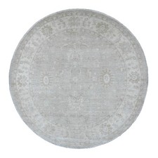 8' x 8' Misty Gray Ziegler Mahal Revival Hand Knotted 100% Wool Round Rug R89795