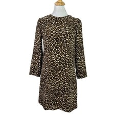 J. Crew Factory Crepe shift dress in cat print Size 0