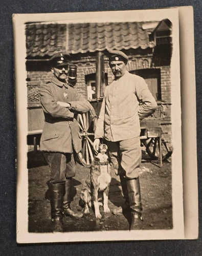 WW1 WWI Imperial German Soldiers Military Photo w Dog Canine Mans Best Friend