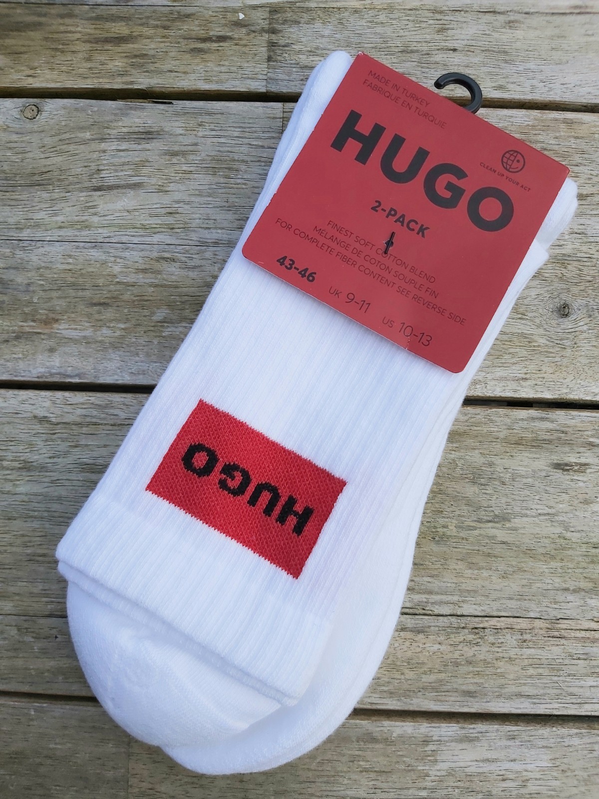43-46 9-11 Genuine HUGO BOSS White Cushioned CREW SOCKS Cotton 50510640 HBCrate