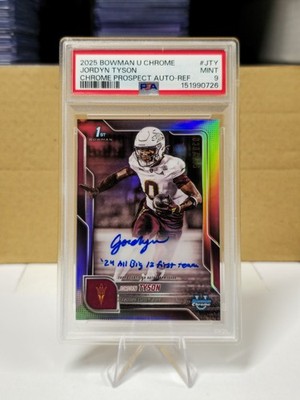 2025 Bowman U Chrome Jordyn Tyson Refractor Auto Inscription- All Big 12- PSA 9