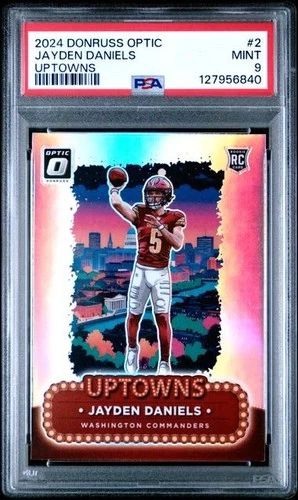2024 Panini Donruss Optic Jayden Daniels Uptowns Rookie Commanders PSA 9