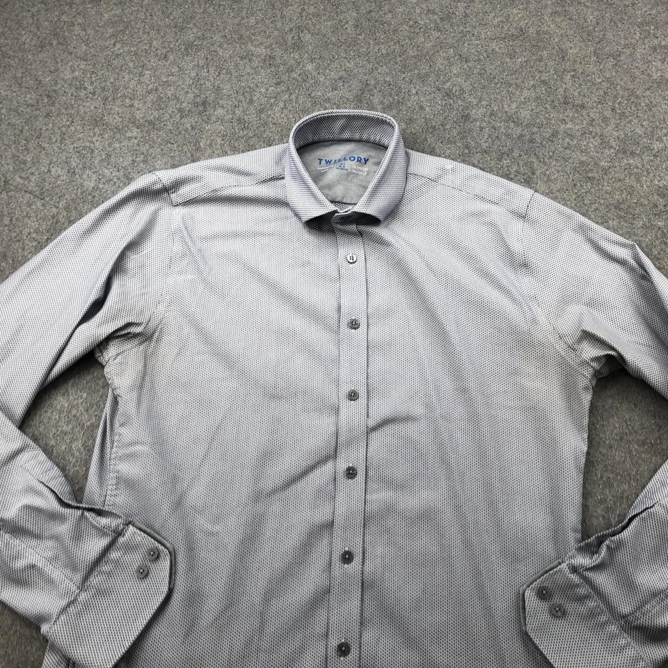 Camisa Twillory Para Hombre 16.5 36-37 Azul Geométrico Rendimiento Vestido A Medida Foto 2 de 4