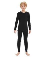 Unisex Kids 100 Merino Wool Base Layer Set Thermal Underwear 7-8 190-black