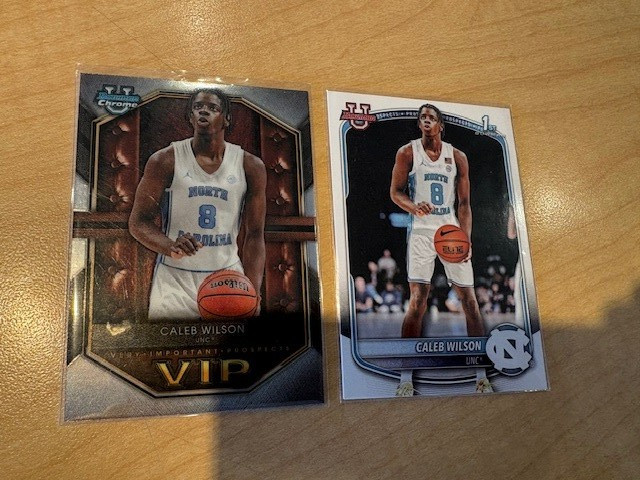 2025-26 Bowman U Chrome VIP Caleb Wilson + Base RC's - North Carolina Tar Heels