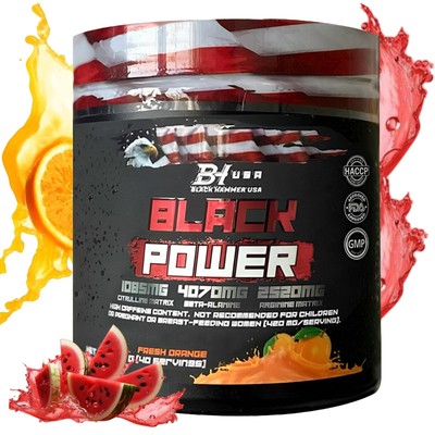 Black Power Pre Workout Booster | Energy Pump Focus Strength | Black Hammer USA
