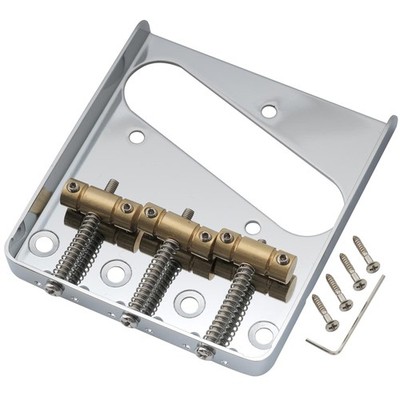 Musiclily Pro Chrome 54mm Vintage Bridge Brass 3 Saddles For Import Tele Guitar
