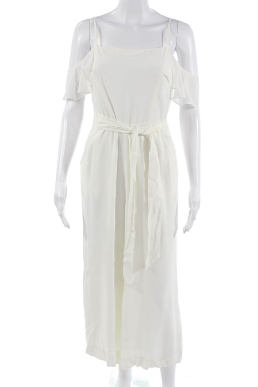 Avec Les Filles Womens White Sleeveless Maxi Jumpsuit Size 0