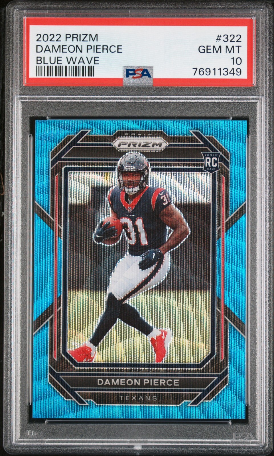 2022 Panini Prizm - Rookies Blue Wave Prizm #322 Dameon Pierce /199 (RC) PSA 10