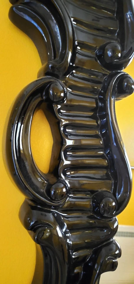 GORGEOUS Large Black Lacquered Vintage-inspired mirror in excellent condition! - Image 2 of 4