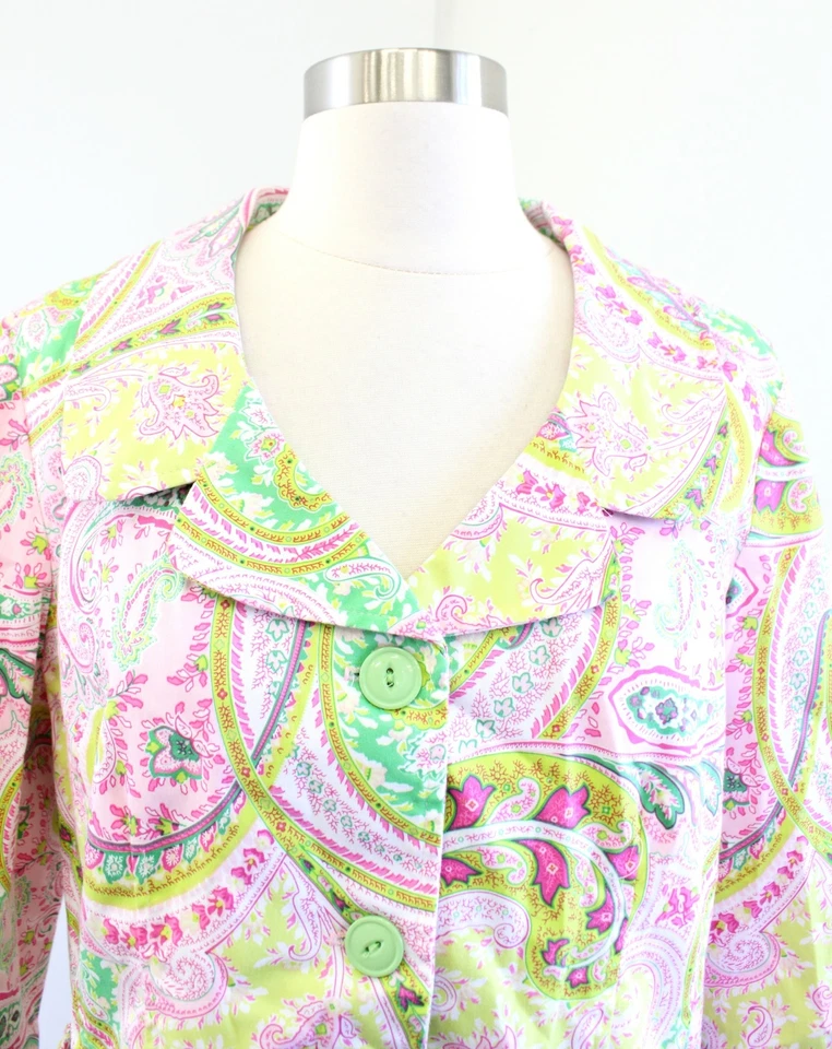 Chaqueta Columpio 3 Sisters Tres Hermanas Rosa Verde Floral Estampado Paisley Talla M Foto 2 de 4
