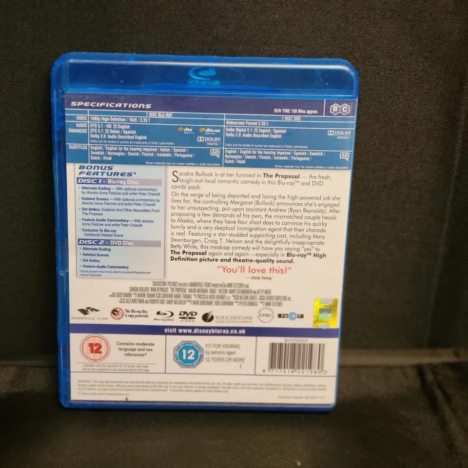 The Proposal Blu-Ray & DVD Set Starring Sandra Bullock & Ryan Reynolds UK Foto 2 de 4