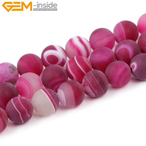 "Piedras preciosas naturales redondas mate a rayas ágata cuentas de ónix hebra 15" - Imagen 62 de 112