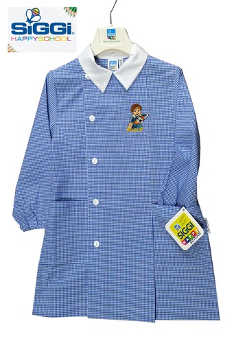 Grembiule scuola bambino asilo materna quadretti celeste SIGGI vari modelli - Picture 45 of 50
