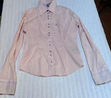Meltin'Pot Womens Button Down CLOE Shirt Top Size 3 Pink Embroidered Stretch