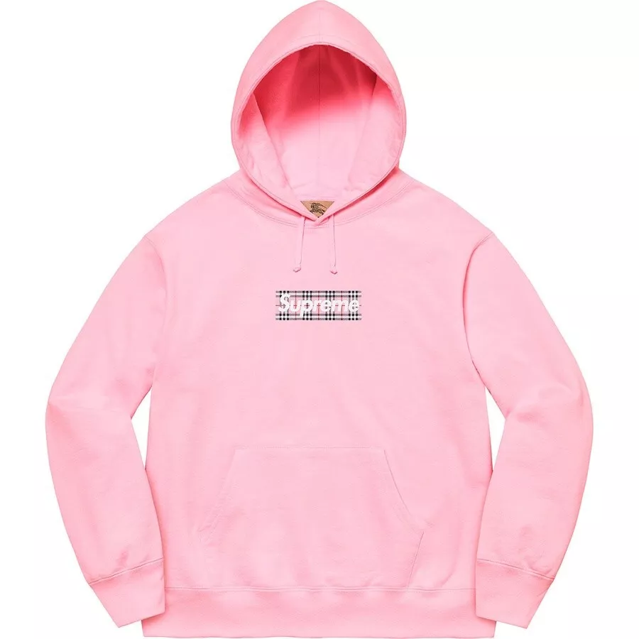 Supreme Burberry Box Logo Hooded Sweatshirt Pink XL