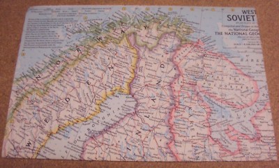 Vintage National Geographic September 1959 Map  Western Soviet Union