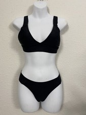 ZAFUL FOREVER YOUNG 2 PIECE BIKINI SWIMSUIT SIZE Medium Black PADDED