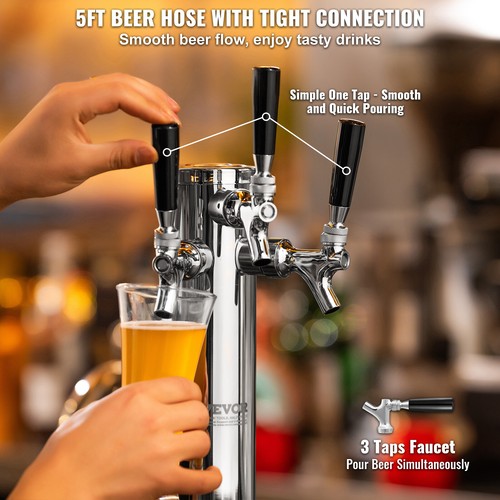 VEVOR Dispenser Birra alla Spina Triplo Rubinetto Spillatore Birra Acciaio Inox - Imagen 4 de 12