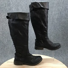 Not Rated Boots Womens 9.5 Tall Over The Knee Studded Black Faux Leather Zip