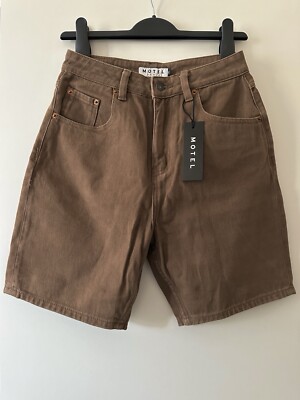 Motel Rocks high-rise dad shortsin rich brown, size XS UK
