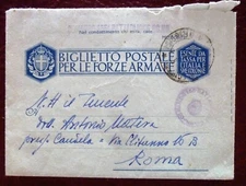 Italy II WW Military Postal Ticket  PM 72 - Unreadable Date