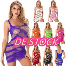 DE-Damen Fischnetz Minikleid Sexy Erotik Dessous Negligee Reizwäsche Nachtkleid