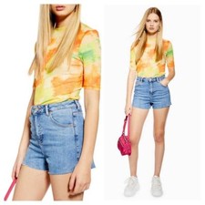 Topshop Premium Denim Moto Mom Shorts Size 8