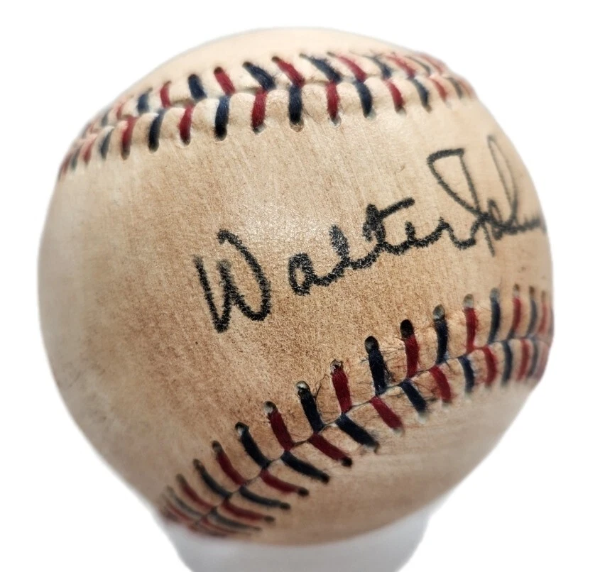 Béisbol Walter Johnson autografiado años 30. Réplica con licencia de Johnson Estate Foto 2 de 3