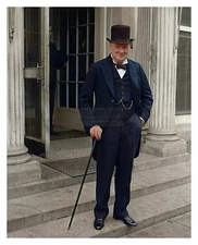 WINSTON CHURCHILL AT THE WHITE HOUSE WW2 8X10 COLORIZED PHOTO