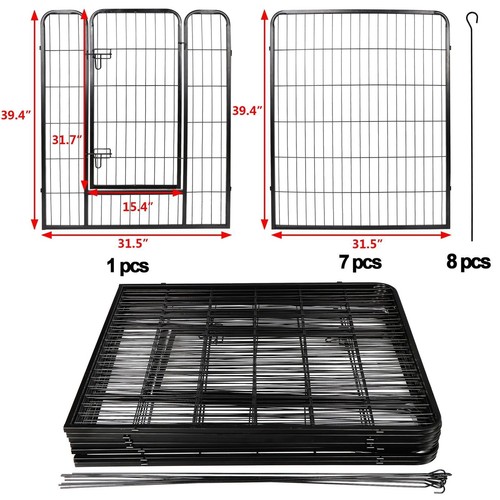 Dog Playpen Outdoor 8/16 Panels Pet Dog Fence Exercise Pen w/Door 24/32/40 Inch - Picture 9 of 29