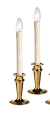 Set of  2 New Plow & Hearth Adjustable Window Candles w Timer & Remote in Brass