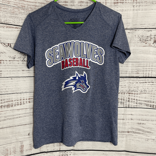 Seawolves baseball Top womens V neck T-shirt jersey - Picture 2 of 8