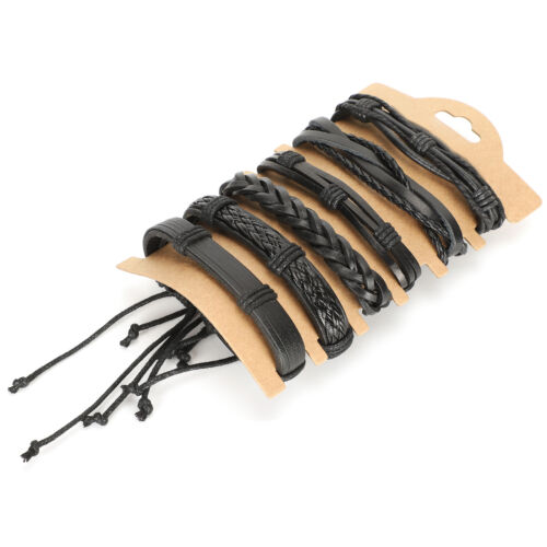 12Pcs Braided Leather Bracelet DIY HandMade Adjustable Wrist Cuff Jewelry CT0 - Foto 1 di 12