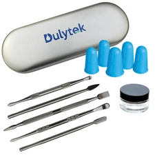 Dulytek 7-Piece Wax Carving Tool Set Glass Jar Thimbles & Metal Case