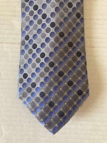 John Ashford Herren Krawatte Krawatte Seide blau grau silber geometrische Kreise